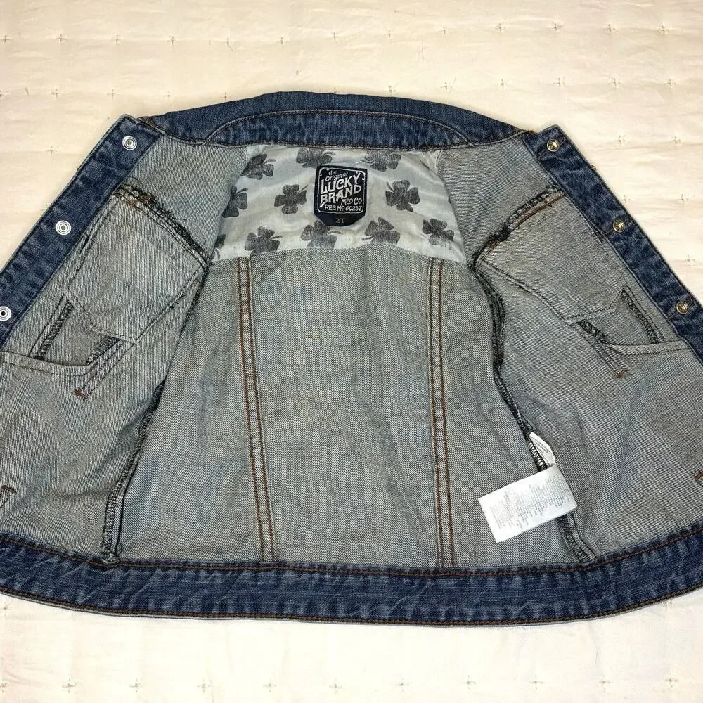 Lucky Brand Denim Jacket Girls/Boys 2T | Blue Trucker Snap Up